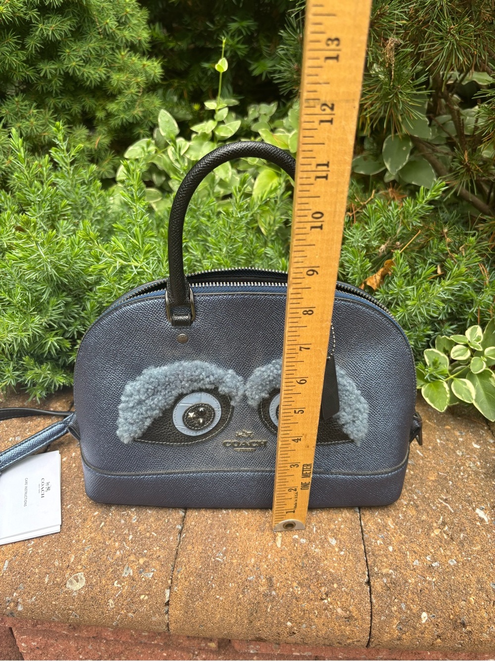 COACH Sierra Bear Satchel Crossbody Bag Blue Crossgrain Leather F22779 - Picture 13 of 16